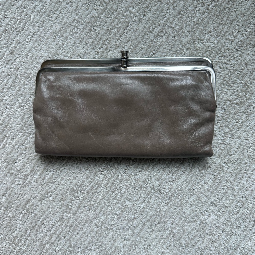Hobo grey leather clutch